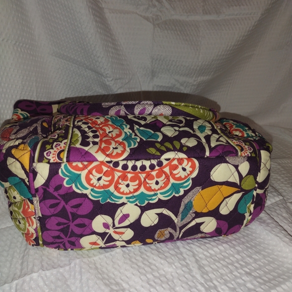 Vera Bradley Plum Crazy Pleated Tote Shoulder Bag 16"x12" x5" - Picture 7 of 12
